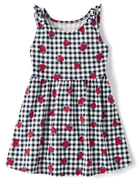 Baby And Toddler Girls Mix And Match Sleeveless Gingham Strawberry Print Tie Shoulder Dress | The... | The Children's Place