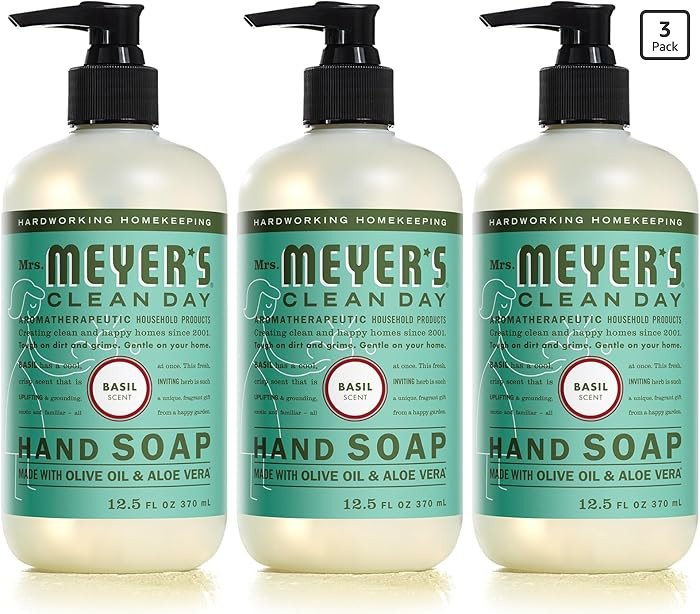 MRS. MEYER'S CLEAN DAY Hand Soap, Made with Essential Oils, Basil, 12.5 fl. oz - Pack of 3 | Amazon (US)