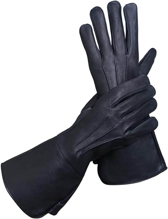 Glamtron Medieval Renaissance Gloves Pure Lambskin Leather Cosplay Gauntlet Gloves Long Arm Cuff | Amazon (US)