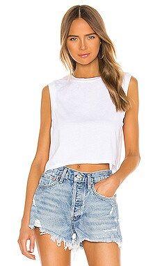 AGOLDE Cropped Muscle Tee in White from Revolve.com | Revolve Clothing (Global)