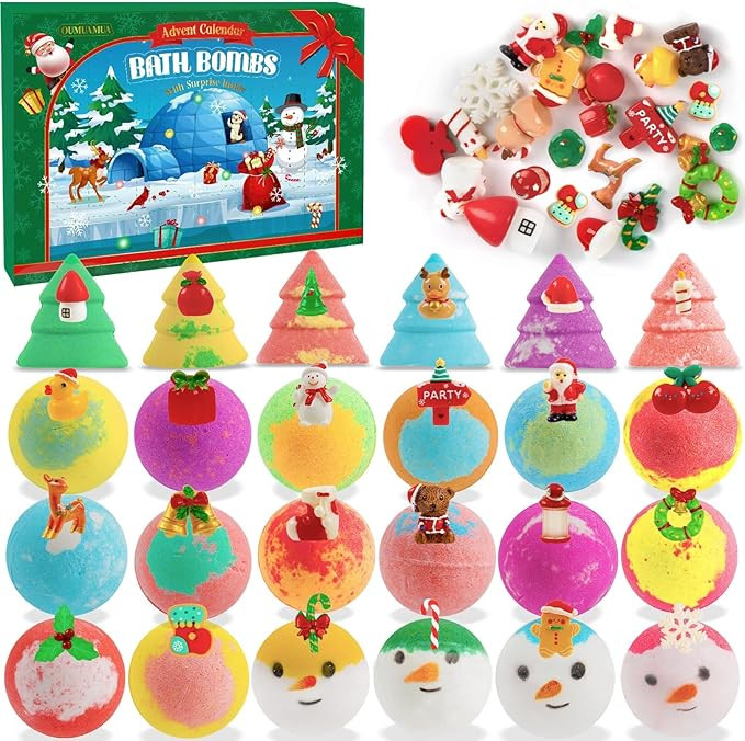 24 Pack Christmas Bath Bombs for Kids with Surprise Toys Inside, Kids Advent Calendar Bathbombs S... | Amazon (US)