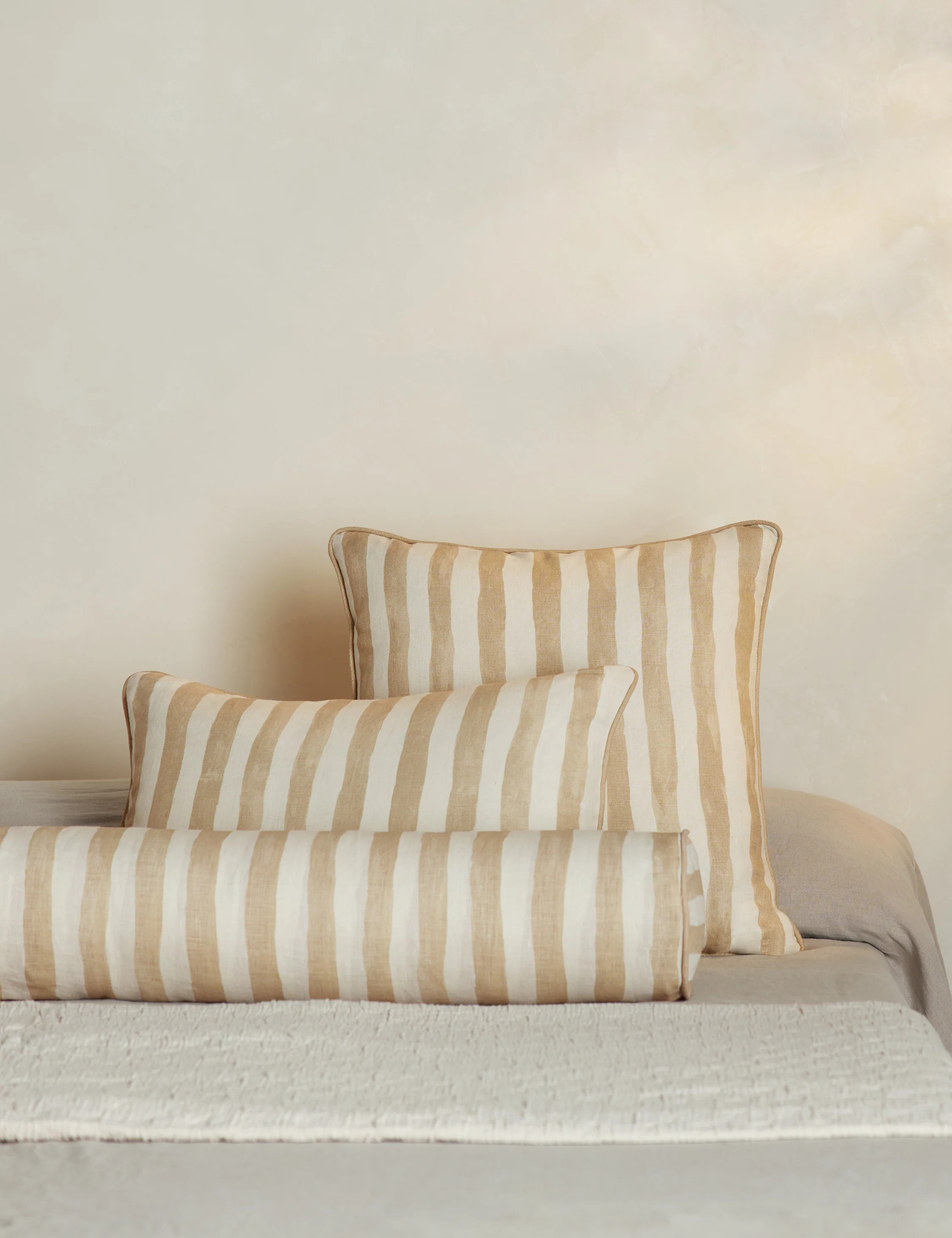 Painterly Stripe Linen Long Bolster Pillow | Lulu and Georgia 