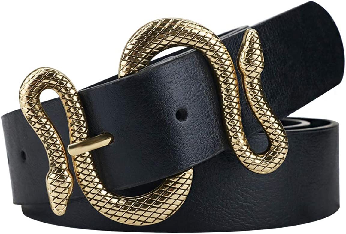 Belts for Women,Women Fashion Leather Belt for Dress with Snake Belt Buckle | Amazon (US)