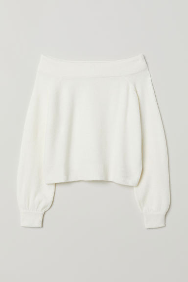 H & M - Off-the-shoulder Sweater - White | H&M (US + CA)