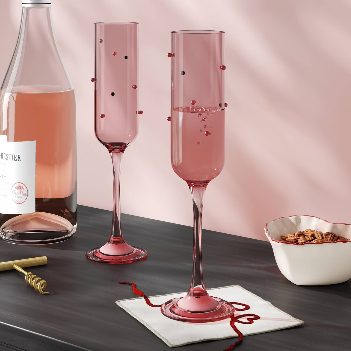 7.3 fl oz Champagne Glass Pink with Red Dots - Threshold™ | Target