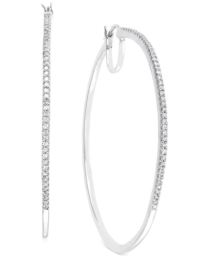 Macy's Diamond Oversized Hoop Earrings in 14k Gold over Sterling Silver or Sterling Silver (1/2 c... | Macys (US)