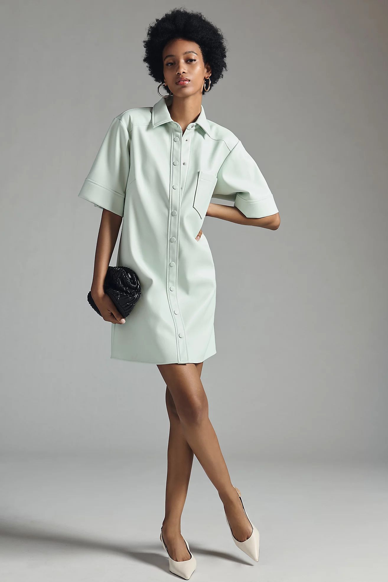 By Anthropologie Faux Leather Shirt Dress | Anthropologie (US)