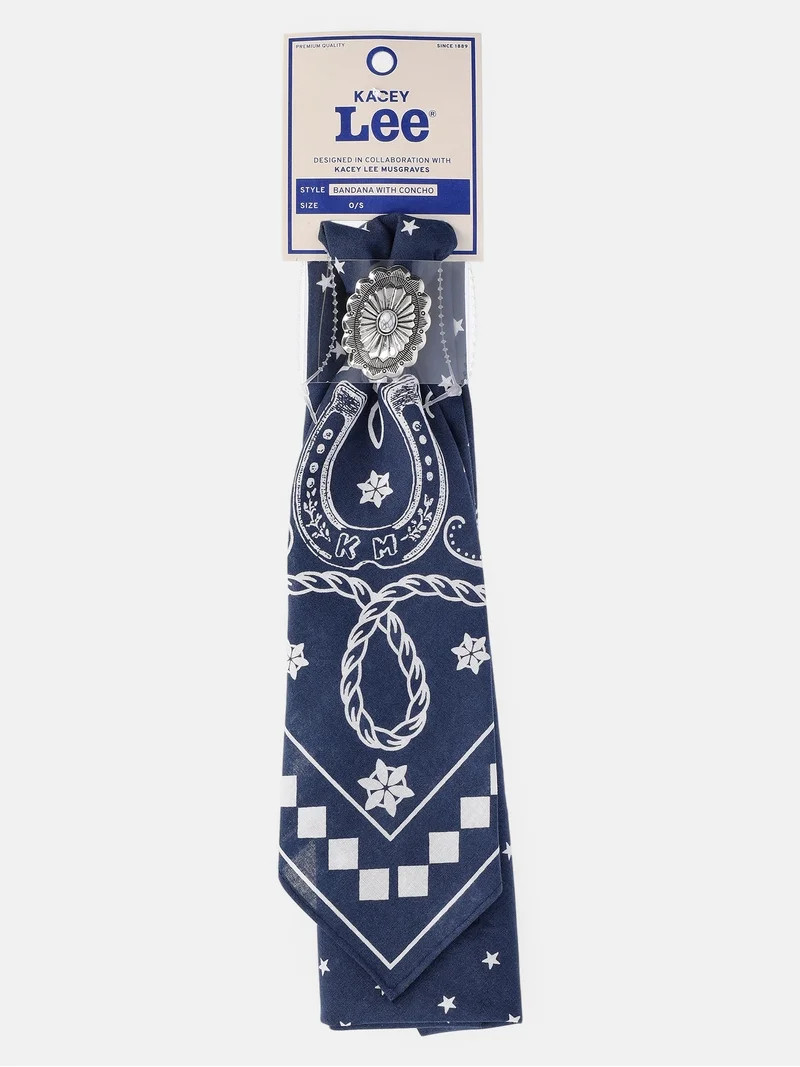 Kacey Lee Unisex Bandana Set with Oval Concho, Blue | Walmart (US)