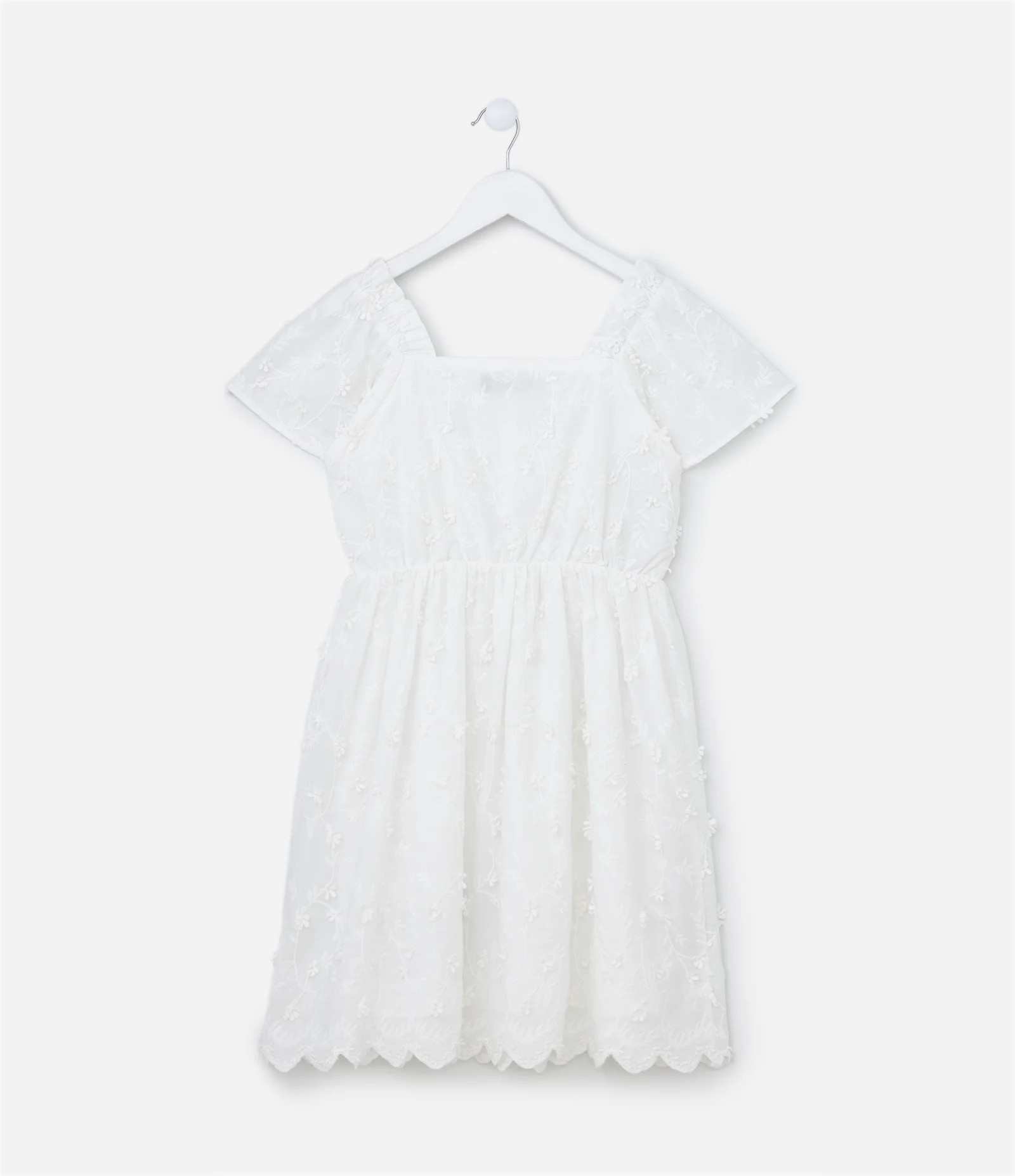 Vestido Infantil em Tricoline com Bordado Floral - Tam  5 a 14 Anos Branco Neve - Lojas Renner | Renner (BR)