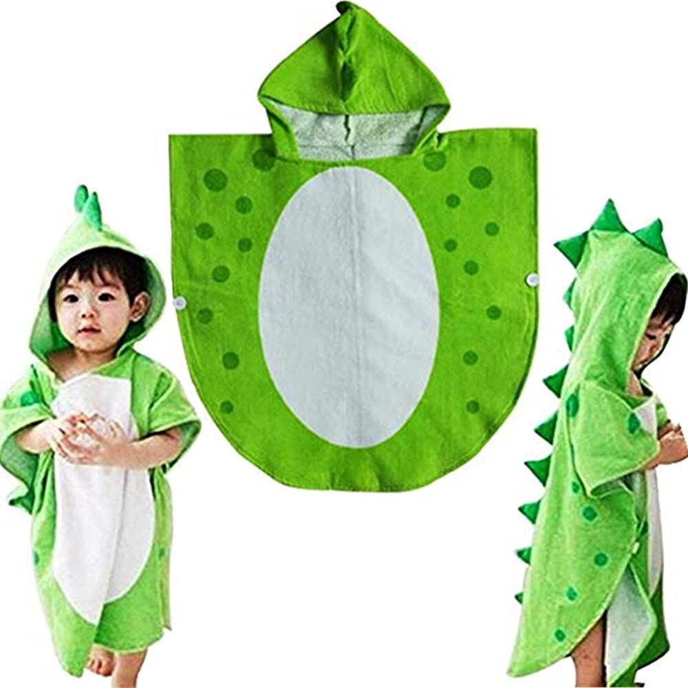 Kreomitxt Children Bath Towel Robe Kids Hooded Beach Swimming Poncho Dinosaur Pattern | Amazon (US)