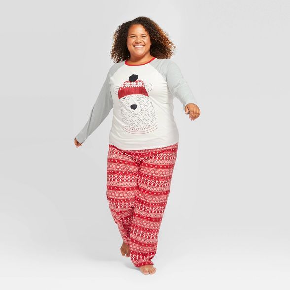 Women's Plus Size Holiday "Mama" Bear Pajama Set - Wondershop™ Gray | Target