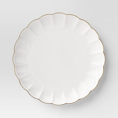 10.5" Stoneware Scalloped Dinner Plate Gold Rim - Threshold™ | Target