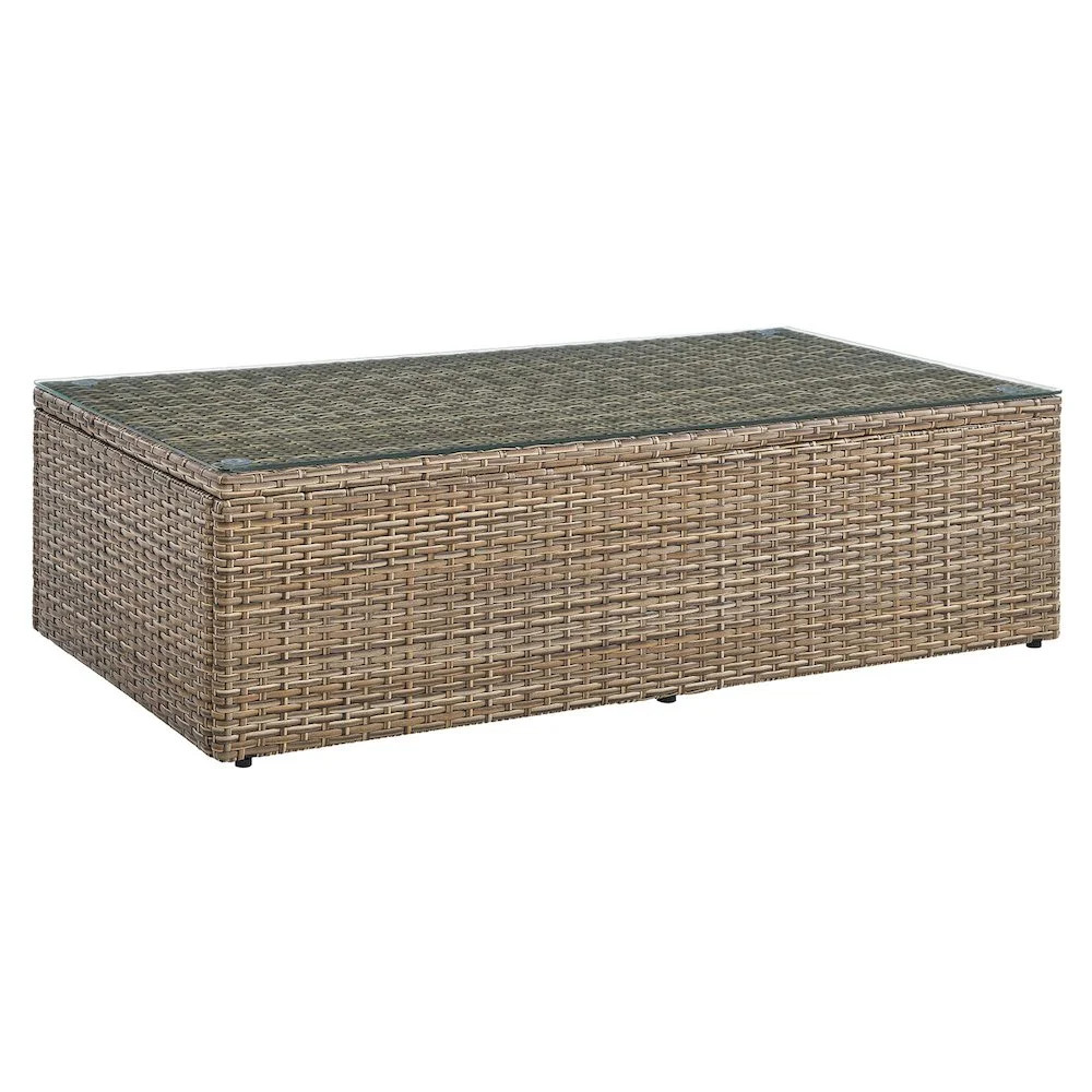Modway Convene Outdoor Glass & Synthetic Rattan Coffee Table in Brown | Walmart (US)