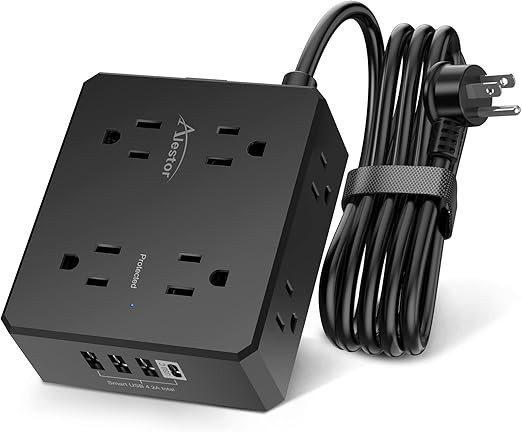 Surge Protector Power Strip, ALESTOR 8 Widely Outlets with 4 USB Ports(1 USB C Port), 3 Side Outl... | Amazon (US)