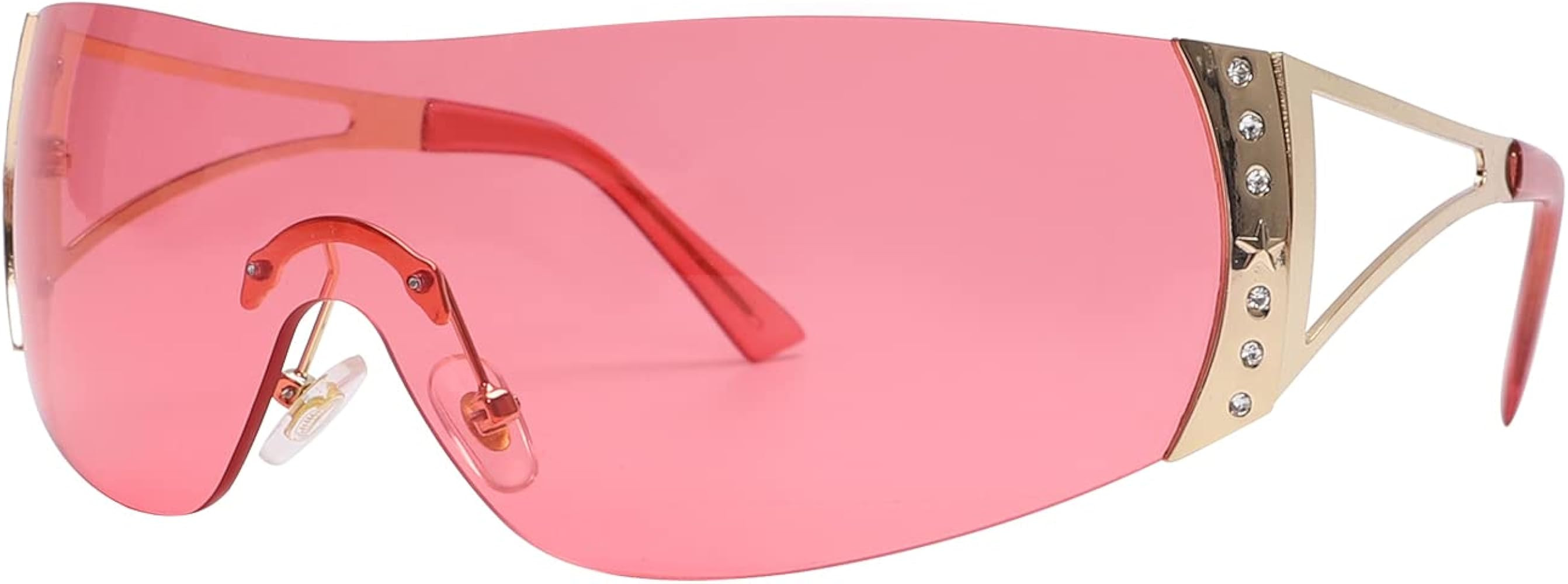 Wrap Around Y2K Sunglasses for Women Men Shield Flat Top Sunglasses Futuristic Frameless Gradient... | Amazon (US)