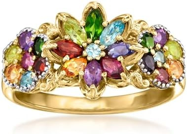Ross-Simons 1.34 ct. t.w. Multi-Gemstone Floral Ring in 18kt Gold Over Sterling | Amazon (US)