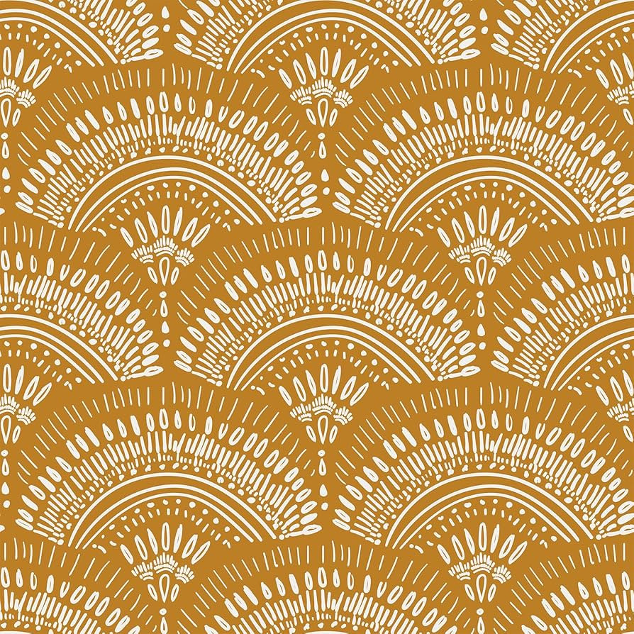 VEELIKE Mustard Yellow Geometric Peel and Stick Wallpaper Boho Geometric Wallpaper Removable 17.7... | Amazon (US)