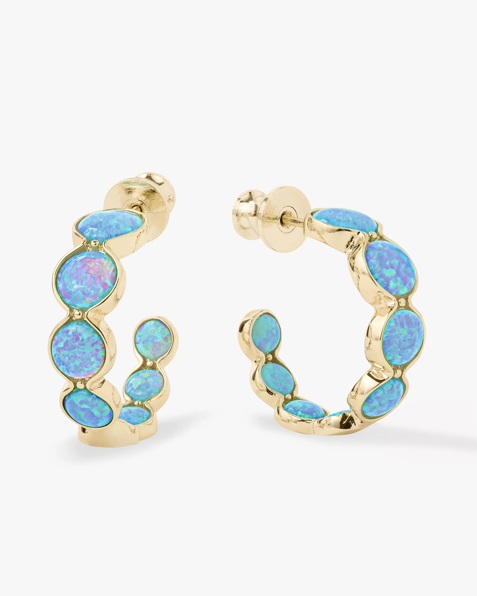 She's an Icon Blue Opal Hoops .75" - Gold|Blue Opal | Melinda Maria