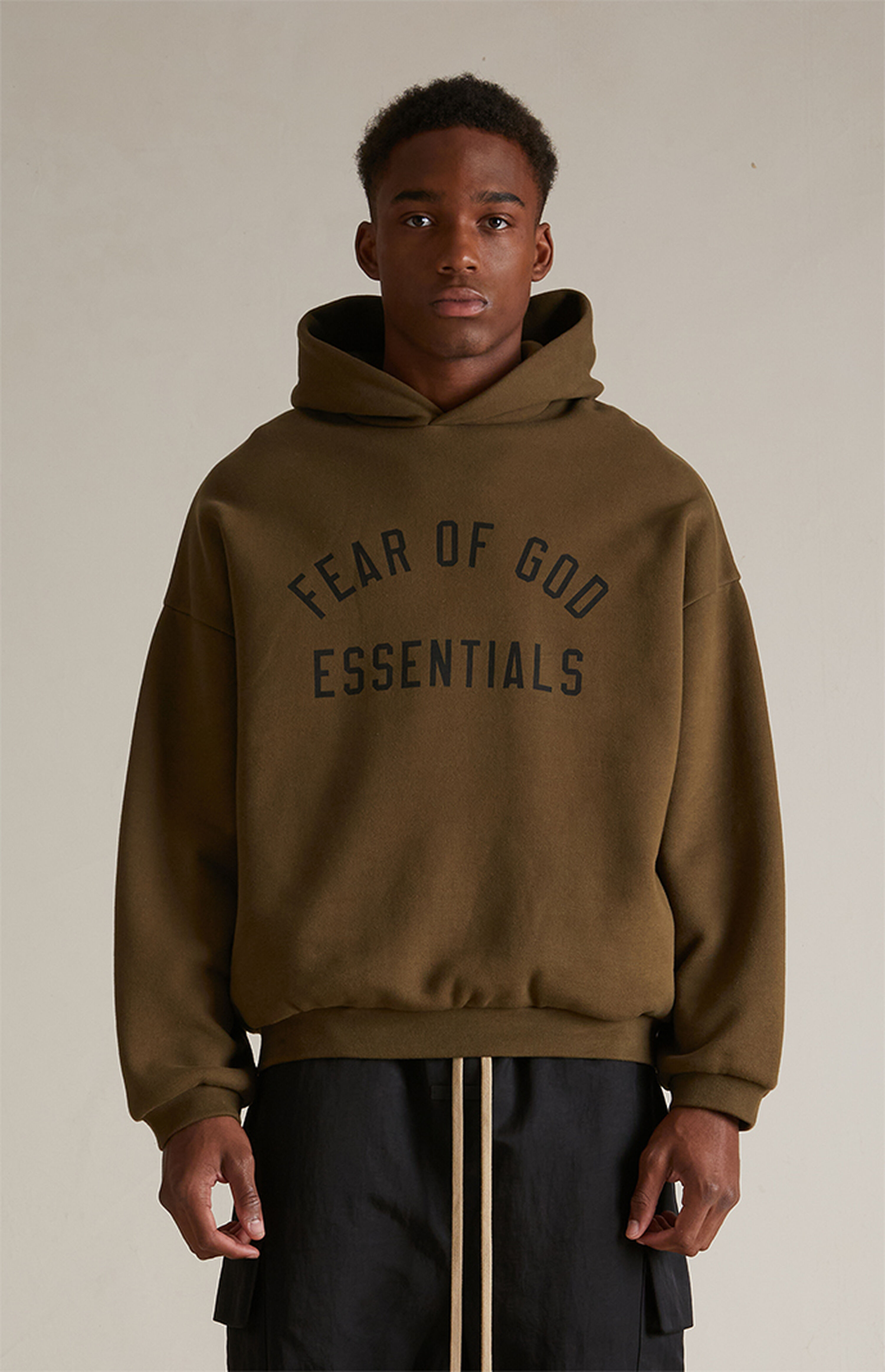 Fear of God Essentials Olive Fleece Hoodie | PacSun