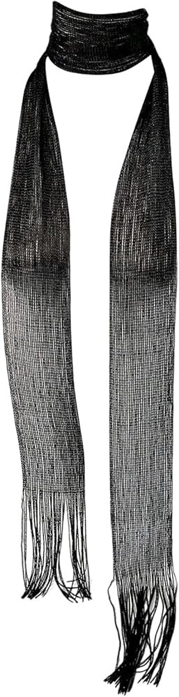Verdusa Women's Shiny Fringe Thin Scarf Elegant Lightweight Neck Scarves | Amazon (US)