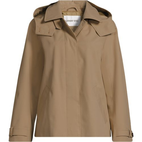 Womens Squall Waterproof Hooded Short Mac Jacket - Lands' End - Brown - M | Lands' End (US)