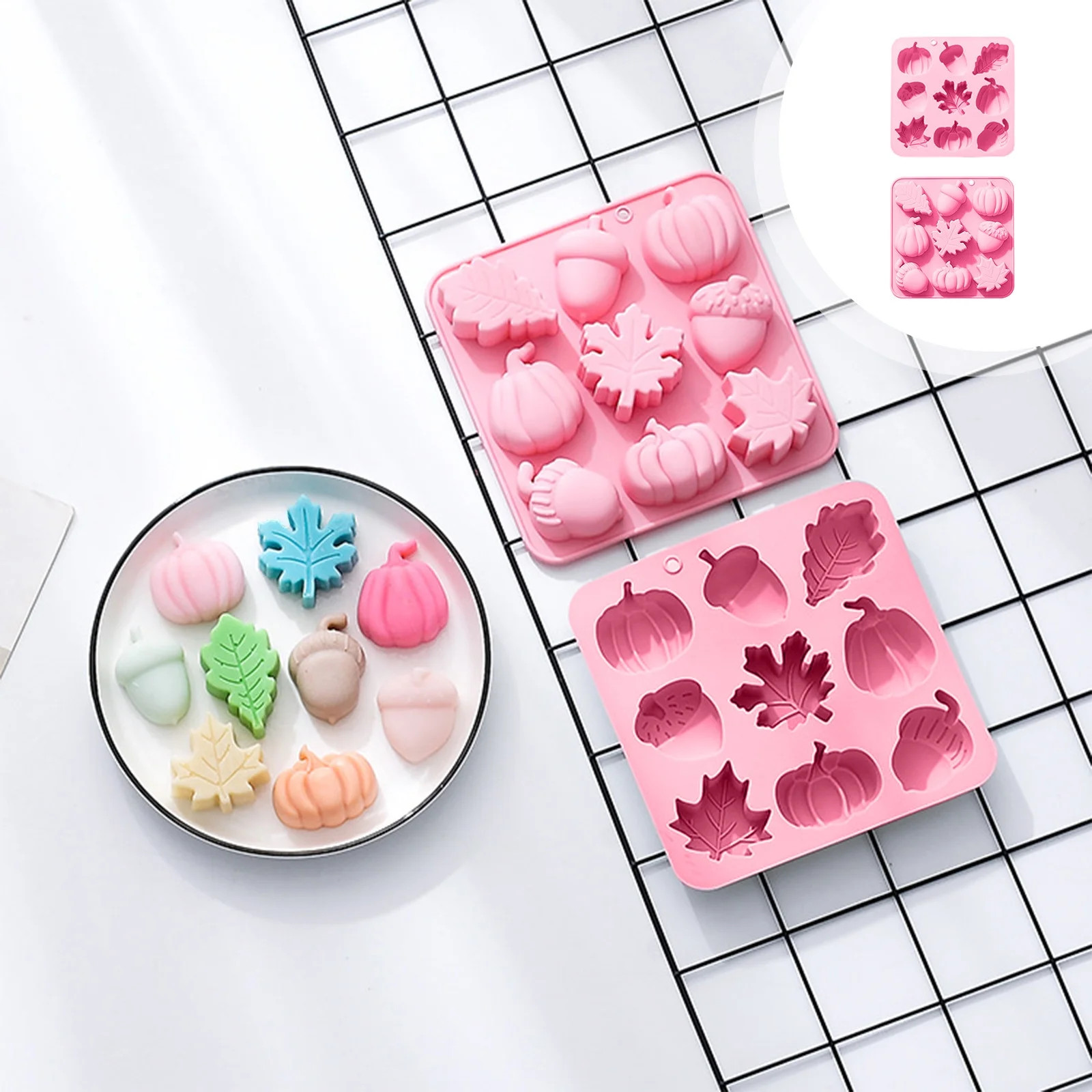Halloween Thanksgiving Candy Mold,3D Pumpkin Silicone Mold,Fall Maple Leaf Acornshape Chocolate C... | Walmart (US)