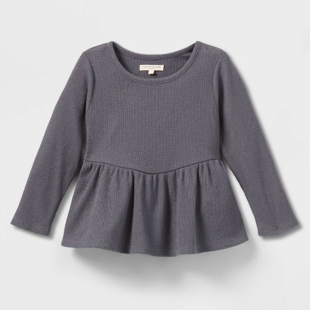 Grayson Collective Toddler Girls' Thermal Peplum Long Sleeve T-Shirt | Target