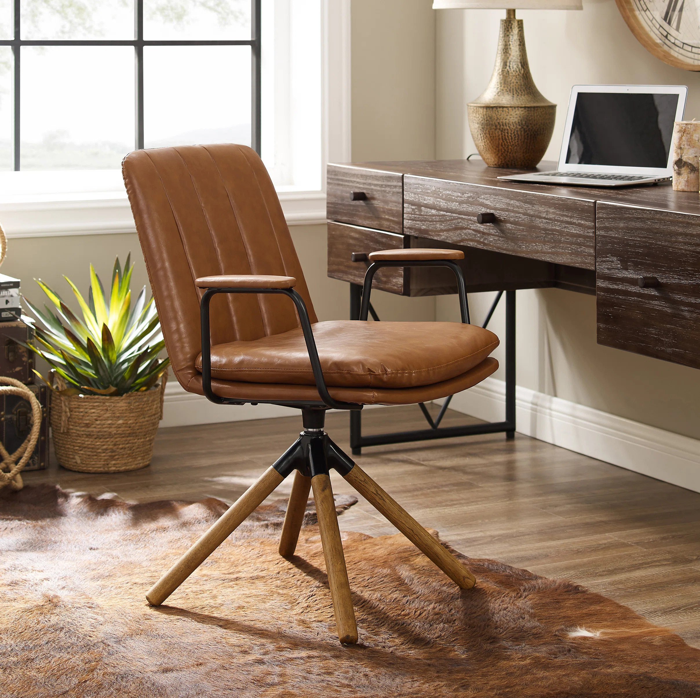 Jadd Swivel Faux Leather Home Office Task Desk Chair | Wayfair North America