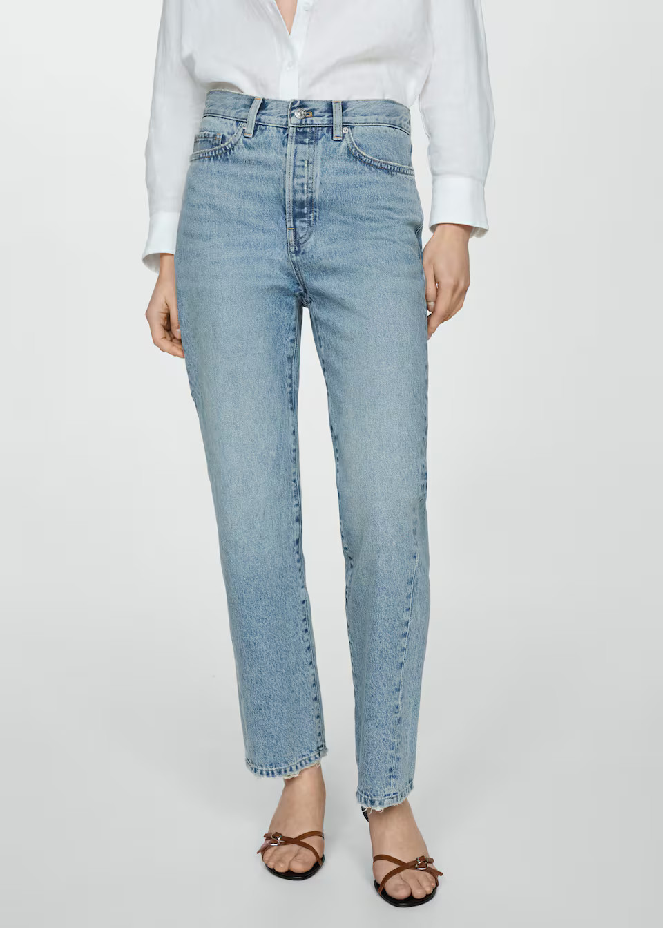 Straight jeans with forward seams -  Women | Mango United Kingdom | MANGO (UK)