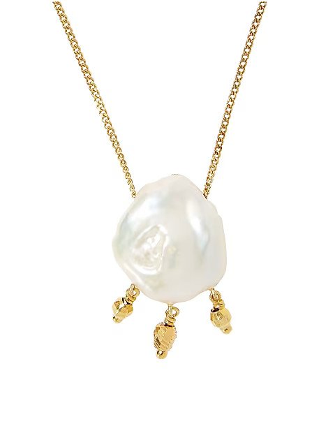 18K Goldplated & 13MM-14MM White Freshwater Pearl Pendant Necklace | Saks Fifth Avenue