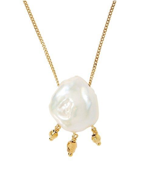 18K Goldplated & 13MM-14MM White Freshwater Pearl Pendant Necklace | Saks Fifth Avenue
