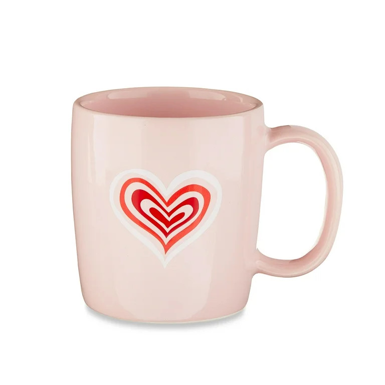 Valentine's Day 15 oz Pink Glazed Ceramic Mug with Heart Design by Way To Celebrate | Walmart (US)