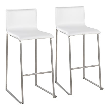LumiSource Mara Bar Stools SilverWhite 2PK - Office Depot | Office Depot and OfficeMax 