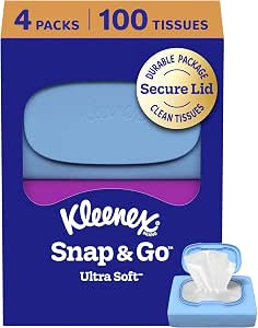 Kleenex Snap & Go Ultra Soft Facial Tissues, 4 On-the-Go Packs, 25 Tissues per Pack, 3-Ply, Packa... | Amazon (US)