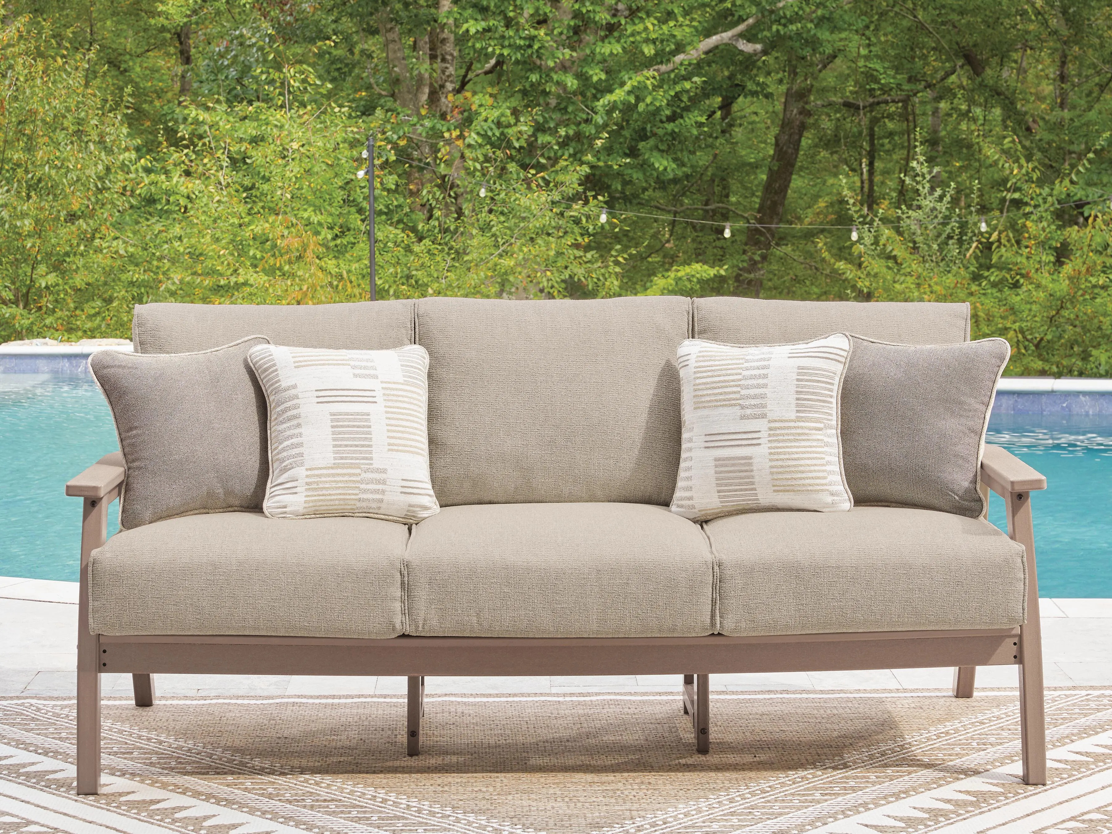 Cliffs Beach Outdoor Sofa with Cushion, Driftwood | Ashley