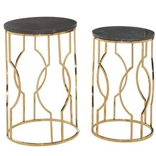 Black Marble & Gold Contemporary Accent Table Set | Michaels Stores