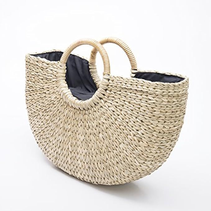 Natural Chic Hand Woven Round Handle Handbags | Amazon (US)