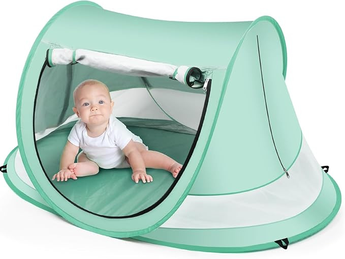 Baby Beach Tent,Large Pop Up Beach Tent Sun Shade for Beach,Portable Baby Travel Tent with Mosqui... | Amazon (US)
