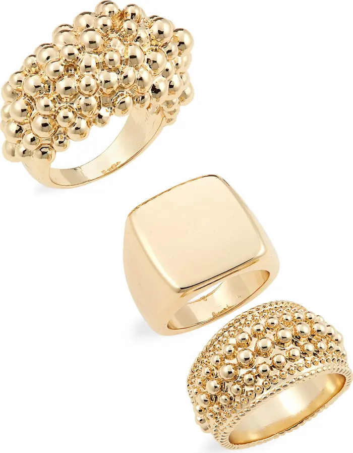 Open Edit Set of 3 Signet Rings | Nordstrom | Nordstrom