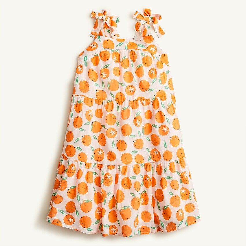 Girls' tie-shoulder dress in clementine print | J.Crew US