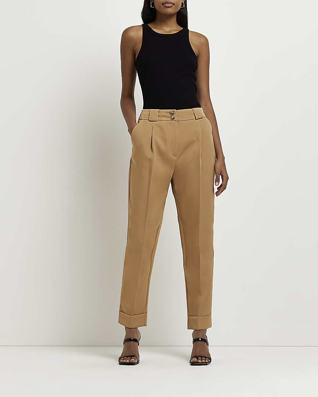 Beige straight leg smart trousers | River Island (UK & IE)