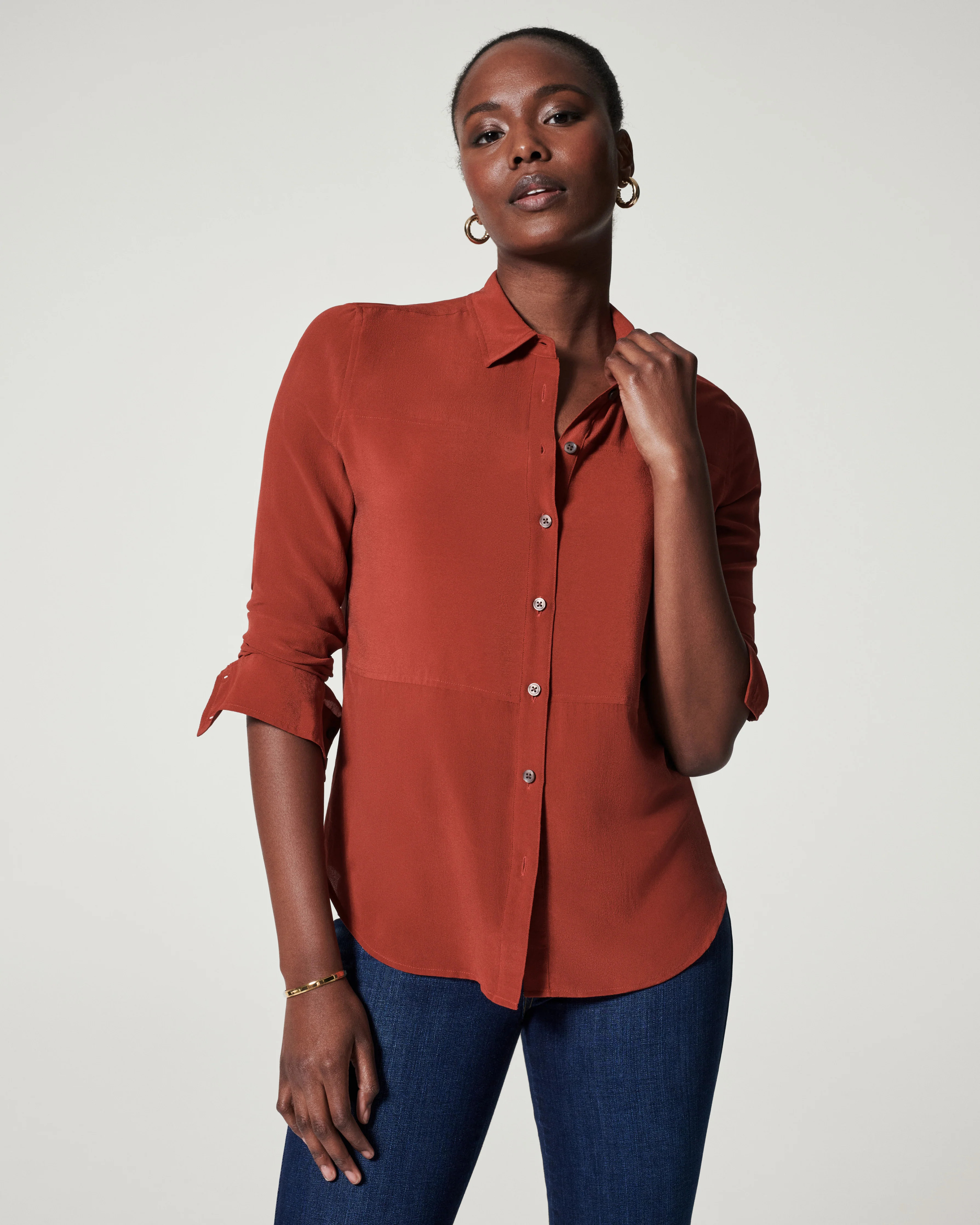 Low Maintenance Silk Button Down | Spanx