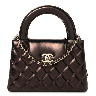 Metallic Aged Calfskin Quilted Nano Kelly Shopper Dark Brown | FASHIONPHILE (US)