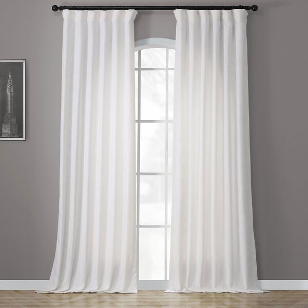 Rice White Heavy Faux Linen Single Panel Curtain 50 x 96 | Bellacor