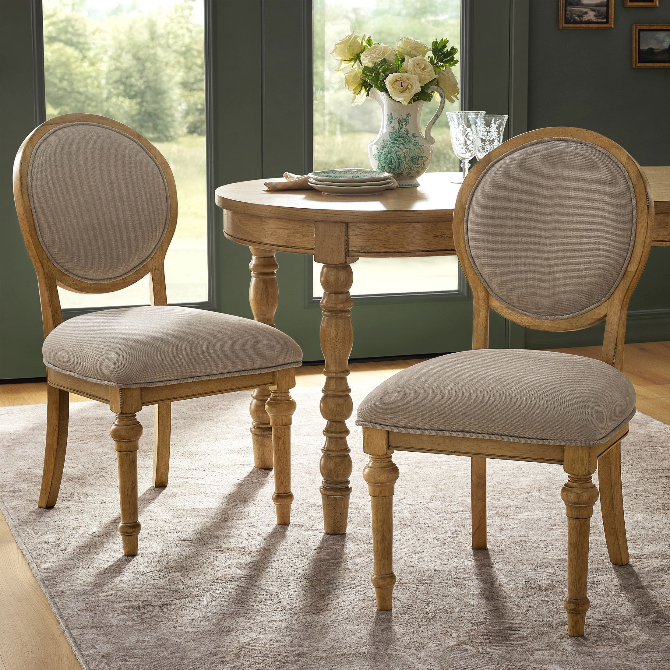 The Pioneer Woman Willa Rounded Back Dining Chairs, Set of 2, Heirloom Wheat Finish | Walmart (US)
