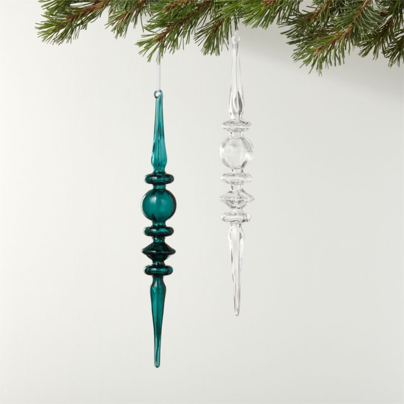 Neve Glass Icicle Christmas Tree Ornaments | CB2 | CB2