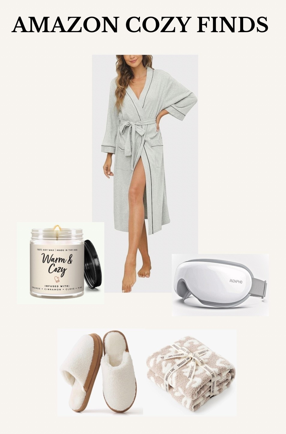 Amazon cozy finds for the ultimate night in 🤍 everything I’ve been reaching for lately — robe, blanket, slippers & self-care essentials. #amazonfinds .#cozyathome
#amazonfavorites #selfcareathome
#wintercozy

#LTKselfcare #LTKGiftGuide #LTKFindsUnder50