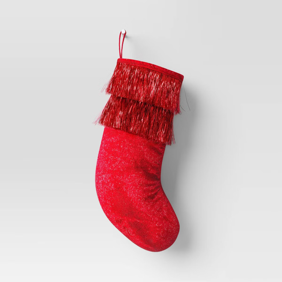 20" Christmas Tinsel Collar Stocking Red - Wondershop™ | Target