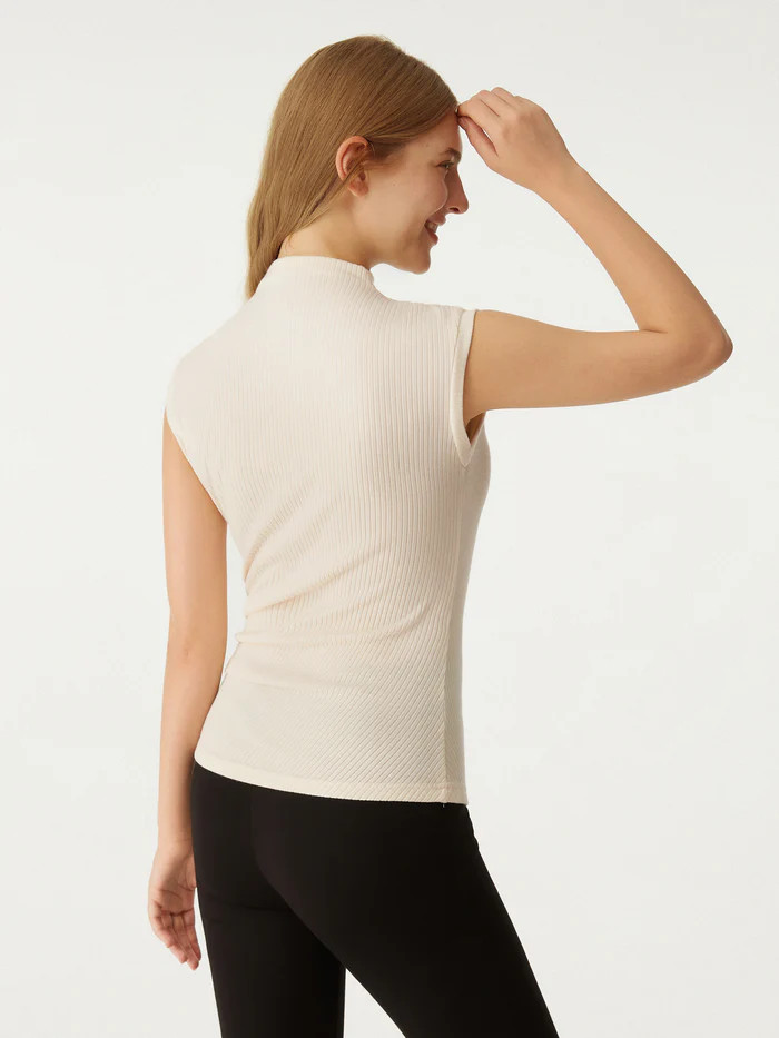 Cashsoft Mockneck Tucks Rib Tank - Black | OGL