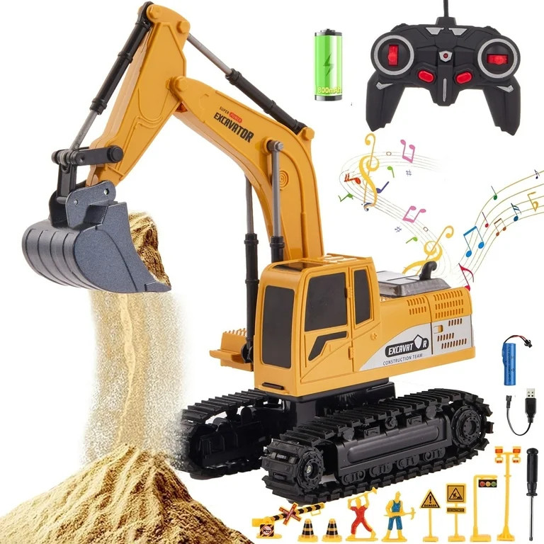 Anpro Remote Control Excavator Toy for Kids, 6 Channel 1:24 Scale RC Truck Excavator Construction... | Walmart (US)